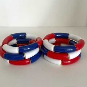Red, White, and Blue Chunky Bracelets